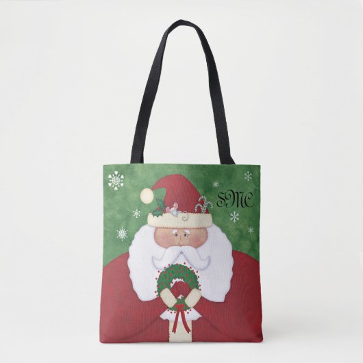 Kerstavond Santa Monogram Tote Bag (Voorkant)