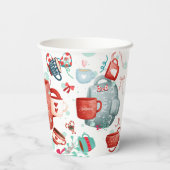 Kerstavond schattig patroon rood en blauw papieren bekers (Achterkant)