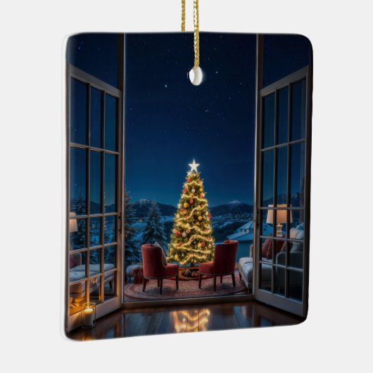 Kerstavond sereniteit keramisch ornament (Rechts)