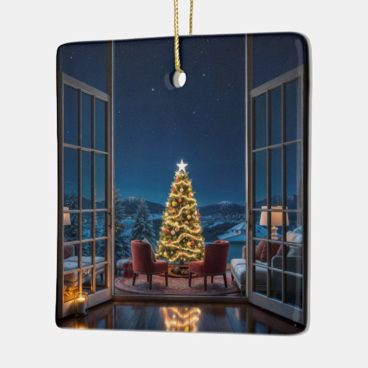 Kerstavond sereniteit keramisch ornament (Links)