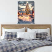 Kerstavond Serenity - olieverfschilderij Canvas Afdruk (Insitu (Slaapkamer))