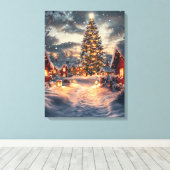 Kerstavond Serenity - olieverfschilderij Canvas Afdruk (Insitu (Houten vloer))
