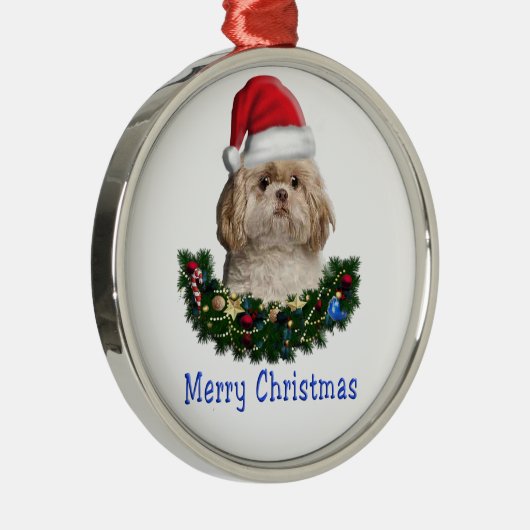 Kerstavond Shitzu Metalen Ornament (Rechts)
