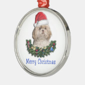 Kerstavond Shitzu Metalen Ornament (Links)