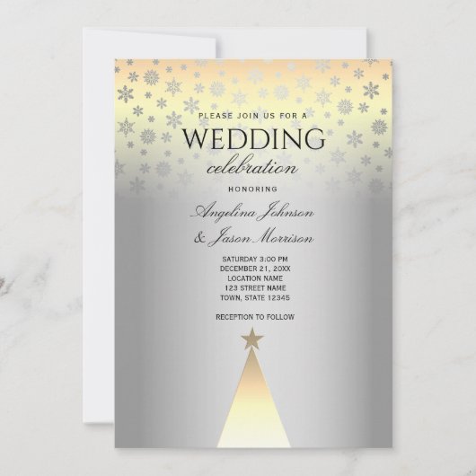 Kerstavond Silver en Gold Snowflakes Kaart (Voorkant)