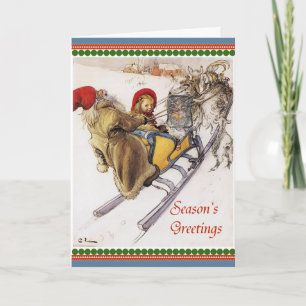 Kerstavond Sleigh Ride Feestdagen Kaart