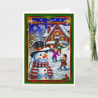 Kerstavond Sneeuwballengevecht Kaart