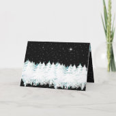 Kerstavond Sterren Sneeuwrijke Bomen Feestdagen Kaart (Achterkant)