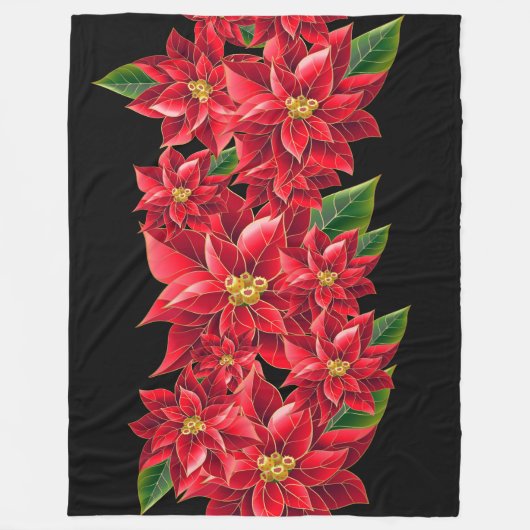 Kerstavond Throw Red Poinsettia Fleece Deken (Voorkant)