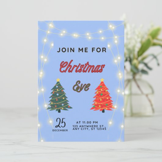 Kerstavond uitnodiging (Staand voorkant)