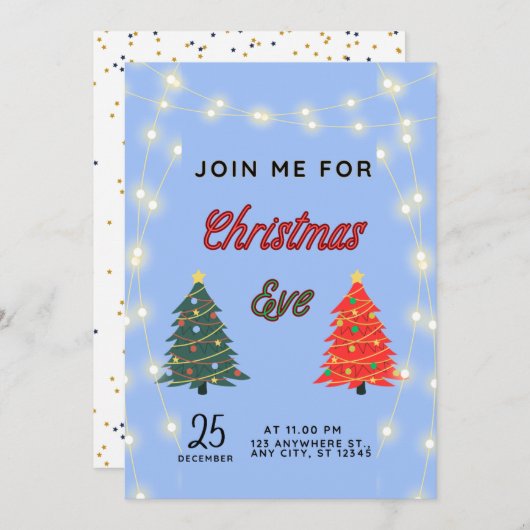 Kerstavond uitnodiging (Voorkant / Achterkant)