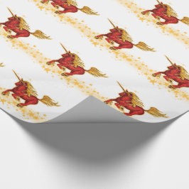 Kerstavond Unicorn (goudrood) Cadeaupapier
