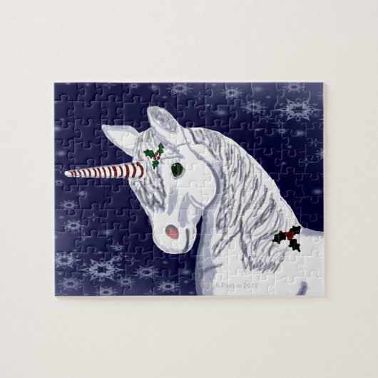 Kerstavond Unicorn Head Puzzle met tin Legpuzzel (Horizontaal)
