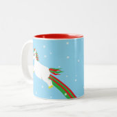 Kerstavond unicorn pad leidt tot een naamgeving - tweekleurige koffiemok (Voorkant links)