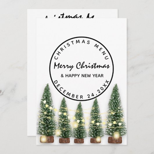 Kerstavond Vakantie Winter Menu Licht Groen Wit (Voorkant / Achterkant)