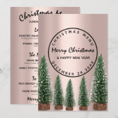 Kerstavond Vakantie Winter Menu Roze Groen (Voorkant / Achterkant)