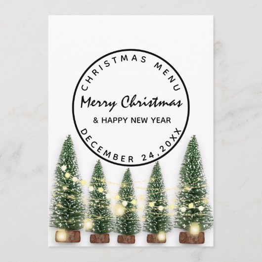 Kerstavond Vakantie Wintermenu Licht Groen Wit Menu (Voorkant)