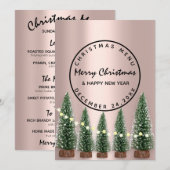Kerstavond Vakantie Wintermenu Lichtgroene Roos Menu (Voorkant / Achterkant)