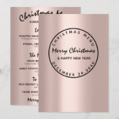 Kerstavond Vakantie Wintermenu Rose Modern Menu (Voorkant / Achterkant)