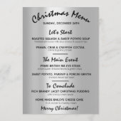 Kerstavond Vakantie Wintermenu Zilver Bloemmotief Menu (Achterkant)