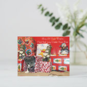 Kerstavond van Bob - Kat / Keukenkerstmis Feestdagenkaart (Staand voorkant)