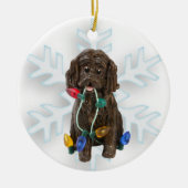 Kerstavond van Boykin Spaniel Keramisch Ornament (Voorkant)