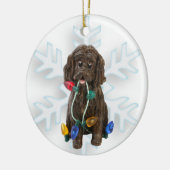 Kerstavond van Boykin Spaniel Keramisch Ornament (Links)