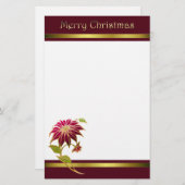 Kerstavond van Burgundy Poinsettia Briefpapier (Voorkant / Achterkant)