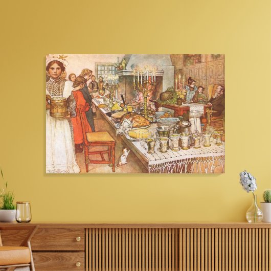 Kerstavond van Carl Larsson, Feestdagen Canvas Afdruk (Insitu (Woonkamer))