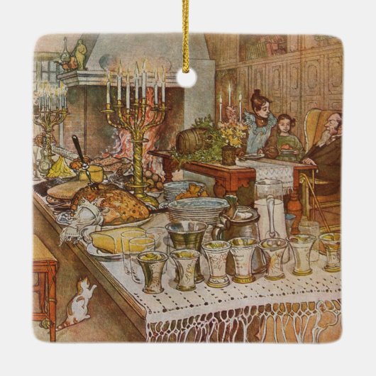 Kerstavond van Carl Larsson,  Feestdagen Keramisch Ornament (Achterkant)
