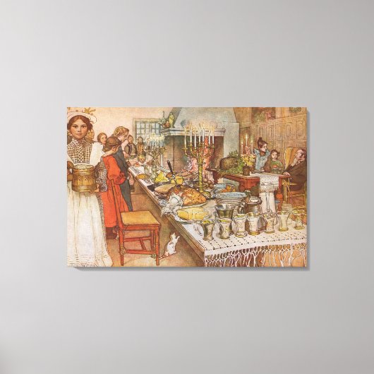 Kerstavond van Carl Larsson, Oude Feestdagen Canvas Afdruk (Voorkant)