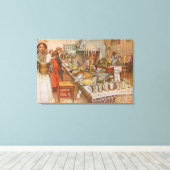 Kerstavond van Carl Larsson, Oude Feestdagen Canvas Afdruk (Insitu (Houten vloer))