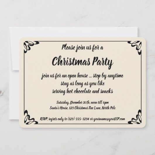 Kerstavond van Carl Larsson, partijuitnodiging Kaart (Achterkant)