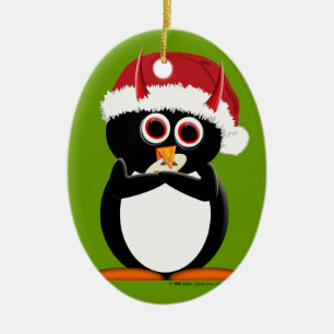 Kerstavond van de boze pinguïn keramisch ornament