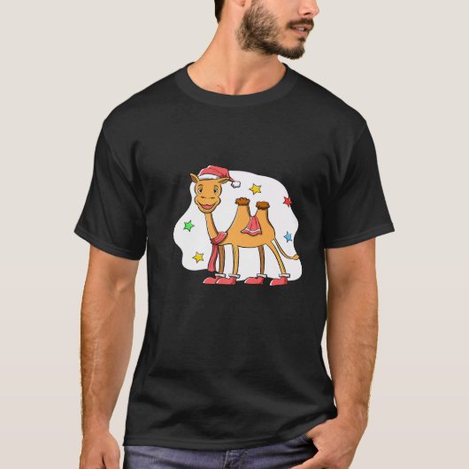 Kerstavond van de Mongoolse Camel Wearing Santa H T-shirt (Voorkant)