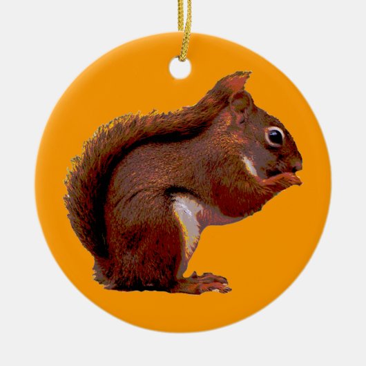 Kerstavond van de rode eekhoorn keramisch ornament (Voorkant)