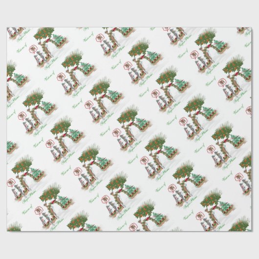 Kerstavond van geit en suikerpluim cadeaupapier (Vlak)