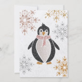 Kerstavond van Glitter Cute Penguin Invita Kaart (Achterkant)