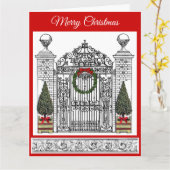 Kerstavond van het Grote Huis Gate Elegant Topiary Kaart (Gele Bloem)