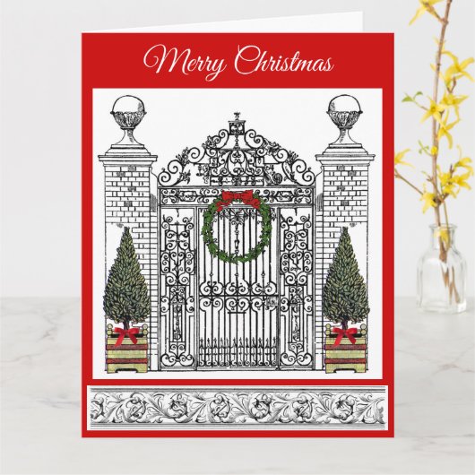 Kerstavond van het Grote Huis Gate Elegant Topiary Kaart (Gele Bloem)