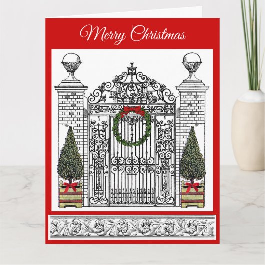 Kerstavond van het Grote Huis Gate Elegant Topiary Kaart (Voorkant)