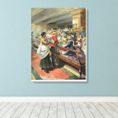Kerstavond van kinderen in Zee Canvas Afdruk (Insitu (Houten vloer))