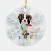 Kerstavond van Kooikerhondje Keramisch Ornament (Voorkant)