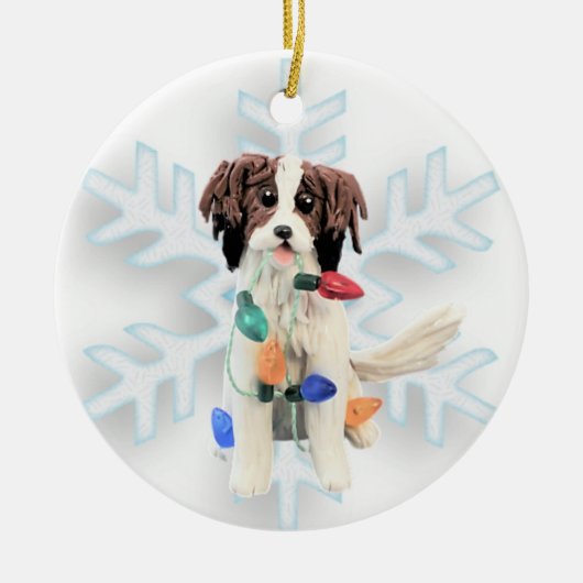 Kerstavond van Kooikerhondje Keramisch Ornament (Voorkant)