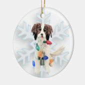 Kerstavond van Kooikerhondje Keramisch Ornament (Links)