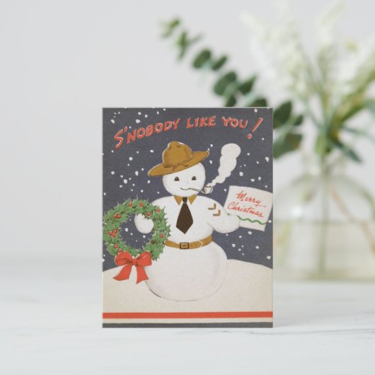 kerstavond van Retro Feestdagenkaart (Staand voorkant)