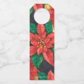 Kerstavond van rode en gouden Poinsettias Flessenhanger (Achterkant)