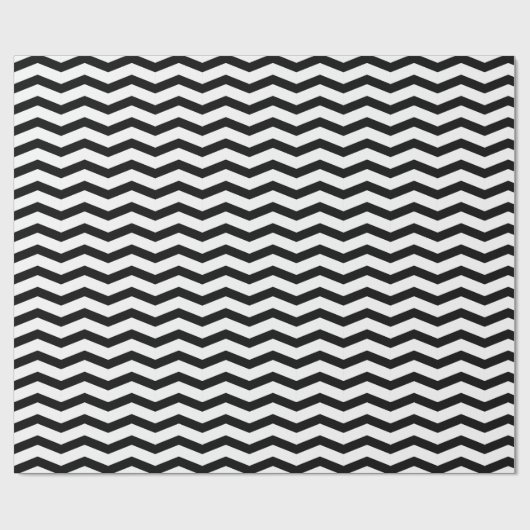 Kerstavond van zwarte en witte chevron cadeaupapier (Vlak)