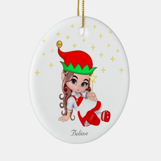 Kerstavond Verdrukt in rood en sterren Keramisch Ornament (Rechts)