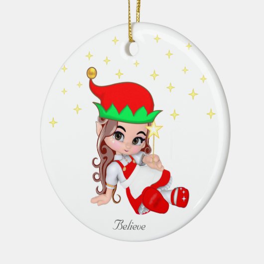 Kerstavond Verdrukt in rood en sterren Keramisch Ornament (Links)